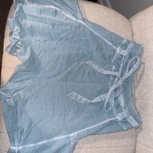 Free People Light Blue Tie-Waist Shorts